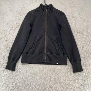 American Giant Moto Sweatshirt Womens Medium Black Full Zip Fleece Mock Neck USA